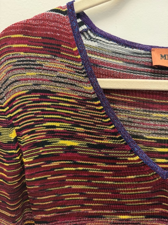 Authentic MISSONI Multicolor Lurex Knit V-Neck Top - Made in Italy - Picture 4 of 6